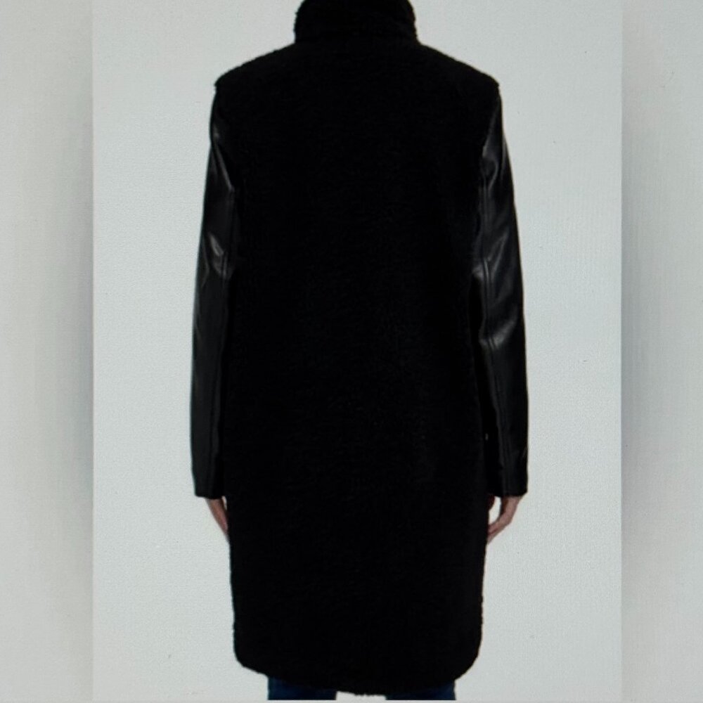 Andrew Marc Ladies Faux Leather Mixed Media Sherpa Coat NEW WITH TAGS - Picture 5 of 7